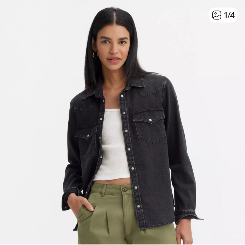 Levi's 🖤 Black Women's Western Denim Shirt 🔥NWT